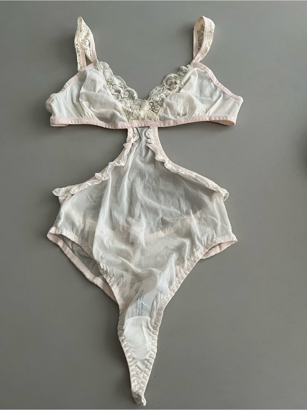 NWT We Are HAH Free People Key To Your Heart Lace Teddy Bodysuit L Cream
